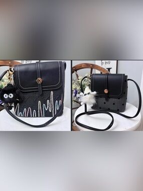 TWO Stylish Black Crossbody Bag with Whimsical Charm NWT & dustbag